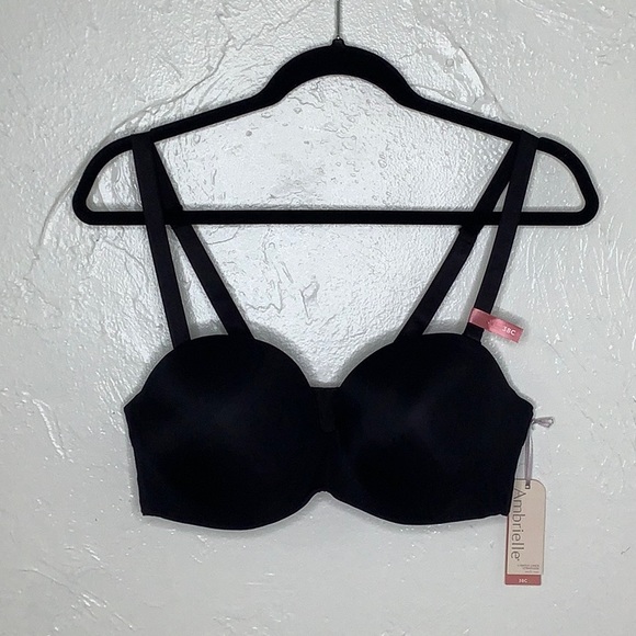 Ambrielle lightly lined Multi way push up wired strapless black bra SZ 38C NWT - Picture 14 of 14